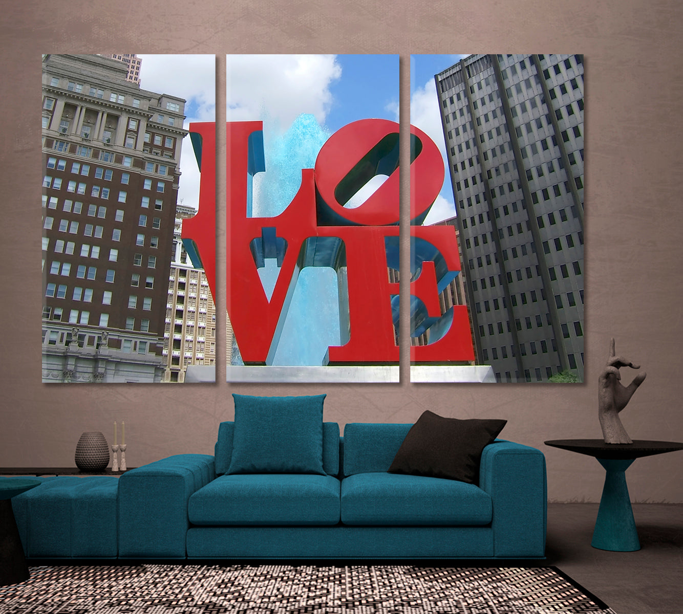 Love Statue Love Park Philadelphia John Kennedy Plaza USA Art Canvas Print Famous Landmarks Artwork Print Artesty   