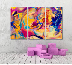 Colors In Us Colorful Elements And Human Profile Abstract Art Print Artesty 3 panels 36" x 24" 