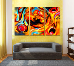 Human and Geometric Forms Abstract Allegory Contemporary Art Artesty 3 panels 36" x 24" 