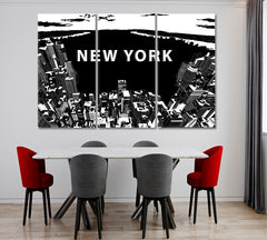 NEW YORK City Night Lights Cities Wall Art Artesty 3 panels 36" x 24" 