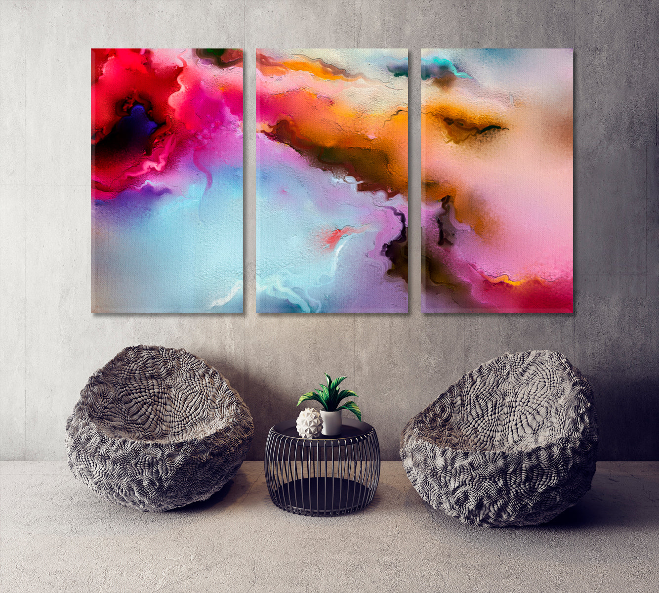 Vivid Abstract Design Abstract Art Print Artesty 3 panels 36" x 24" 