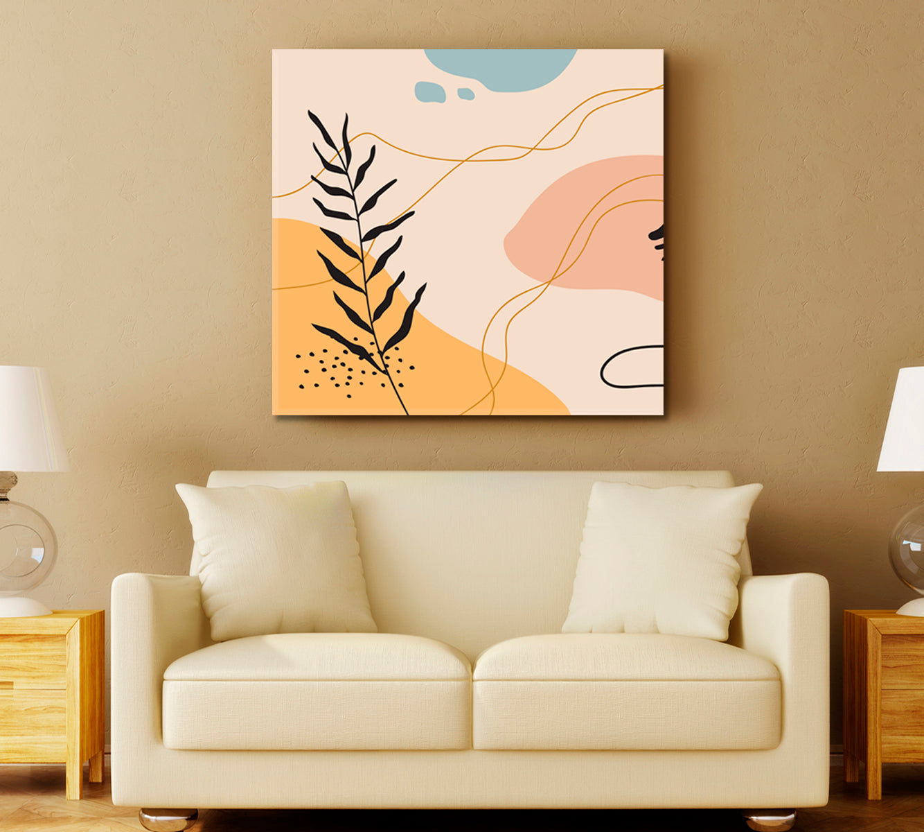 Boho Abstract Mid-century Modern Minimalist Art Soft Pastel Tones Abstract Art Print Artesty   