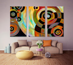 Vivid Abstraction Lines Shapes and Color Patterns Abstract Art Print Artesty 3 panels 36" x 24" 