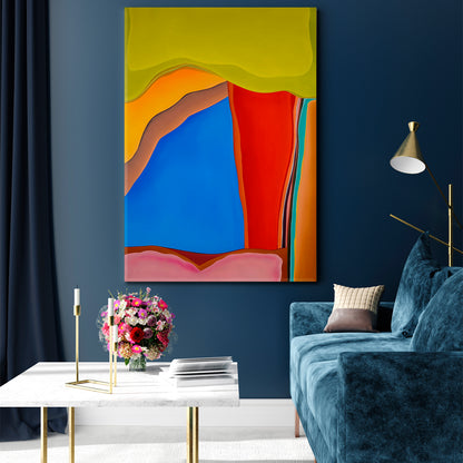 Mustard Green Blue Red Orange Shapes Contrasting Combination Abstract Art Print Artesty   