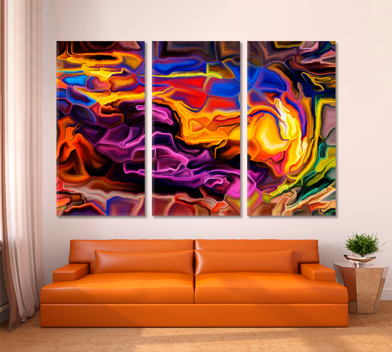 COLOR FLOW Abstract Colorful Contemporary Art Contemporary Art Artesty 3 panels 36" x 24" 