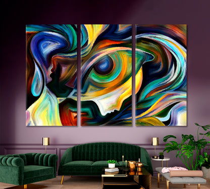 Mysticism, Human Profile and Eye Consciousness Art Artesty 3 panels 36" x 24" 