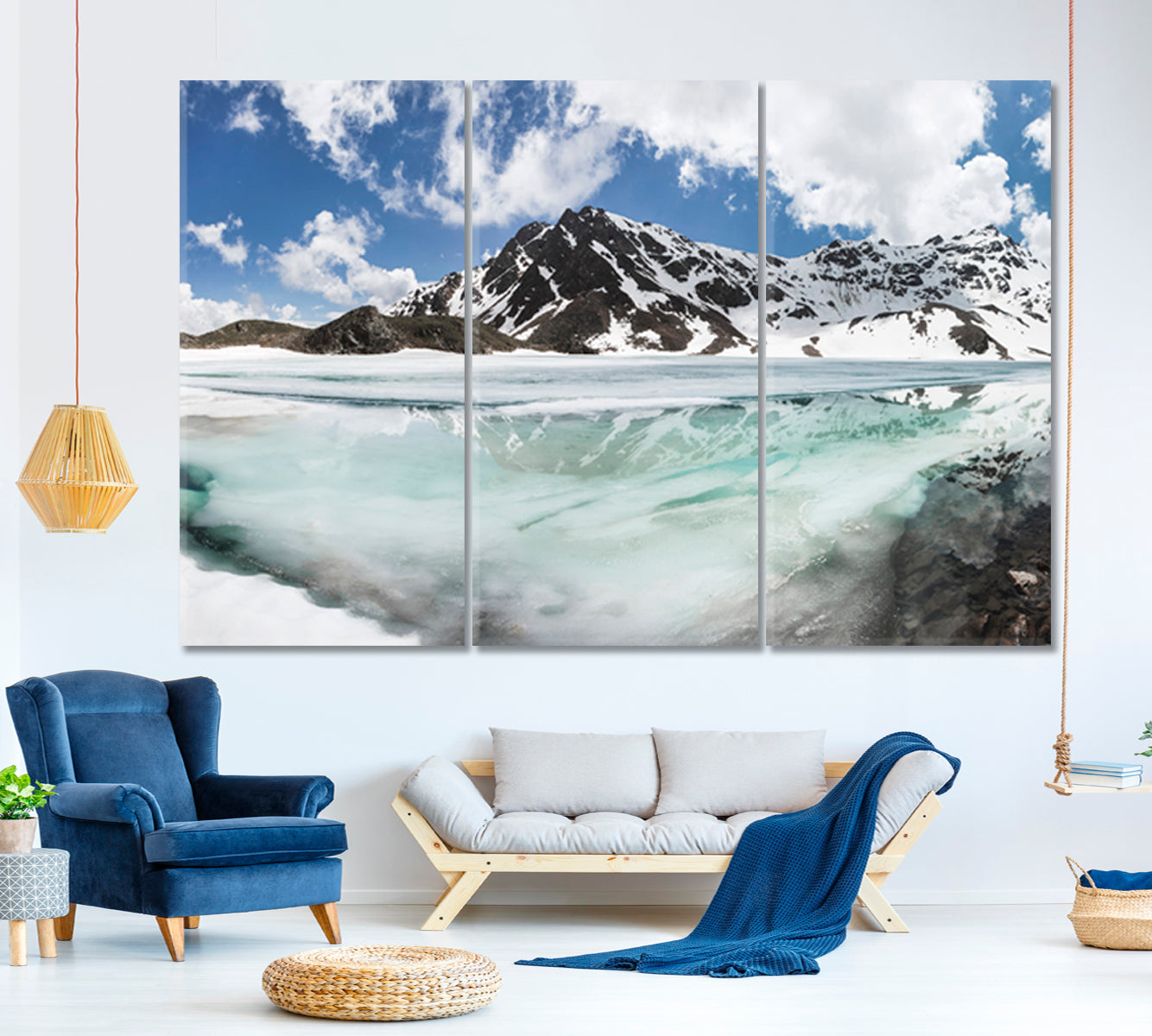 Scenery Landscape View Glacier Frozen Lake Arctic Alpine Alps Mountain Scenery Landscape Fine Art Print Artesty 3 panels 36" x 24" 