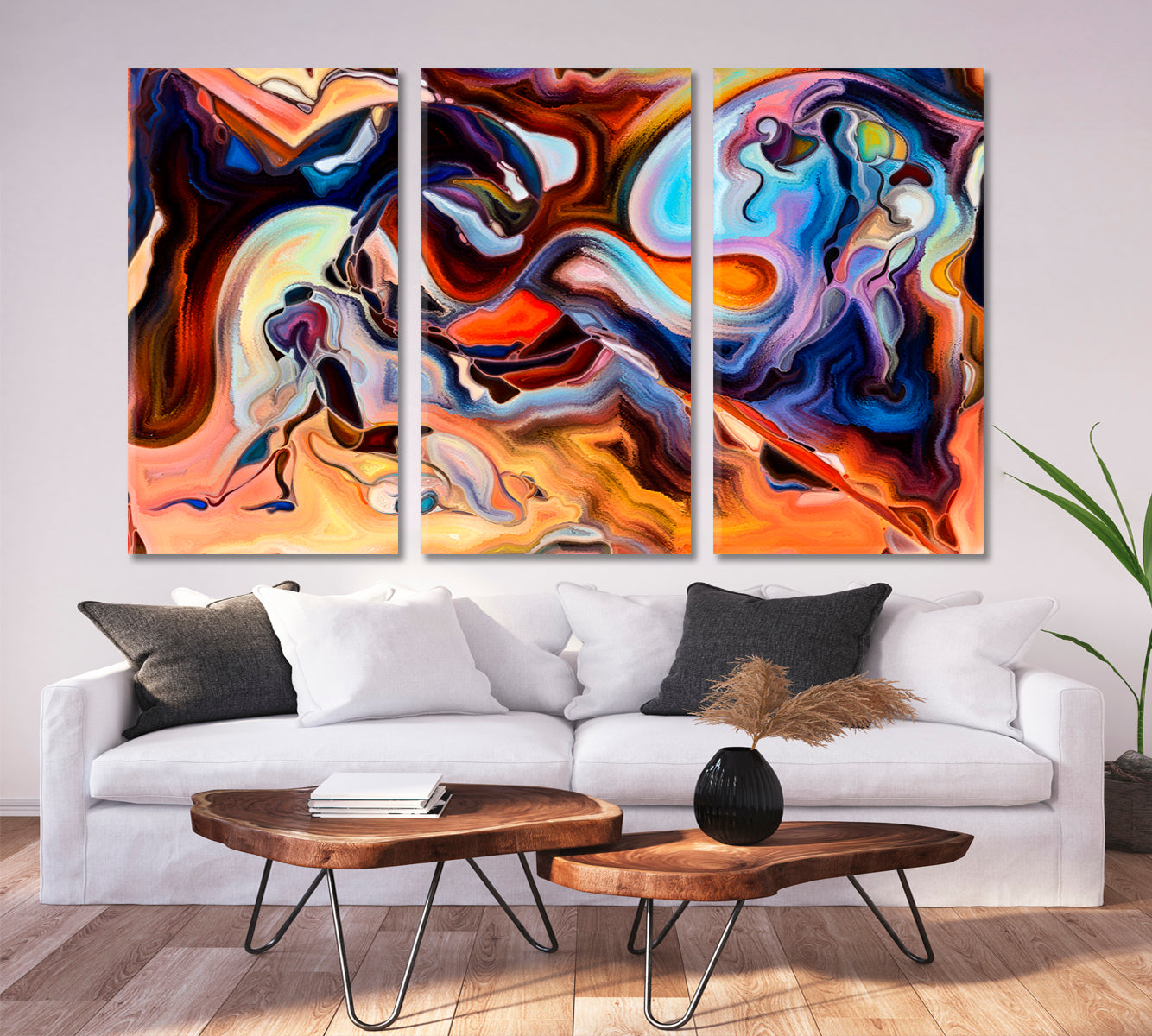 HUMAN AND ART Creative Abstract Design Abstract Art Print Artesty 3 panels 36" x 24" 