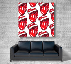 Mouth With Tongue Large Square Poster Pop Art Canvas Print Artesty   