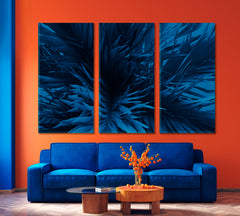 Unusual Blue Palm Tropical Abstract Design Tropical, Exotic Art Print Artesty 3 panels 36" x 24" 