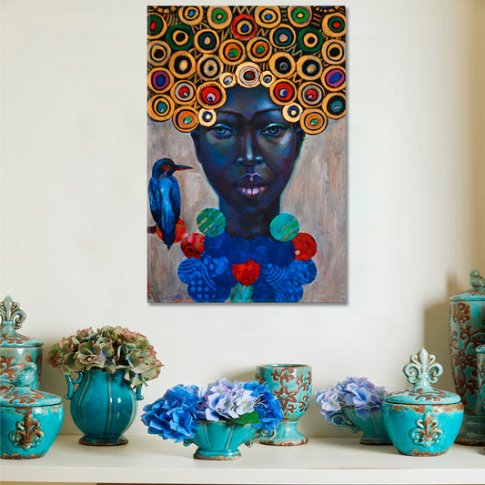 FINE ART African Look Beautiful Woman Canvas Print - Vertical African Style Canvas Print Artesty   