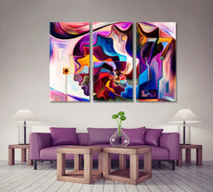 World And Shapes Consciousness Contemporary Art Artesty 3 panels 36" x 24" 