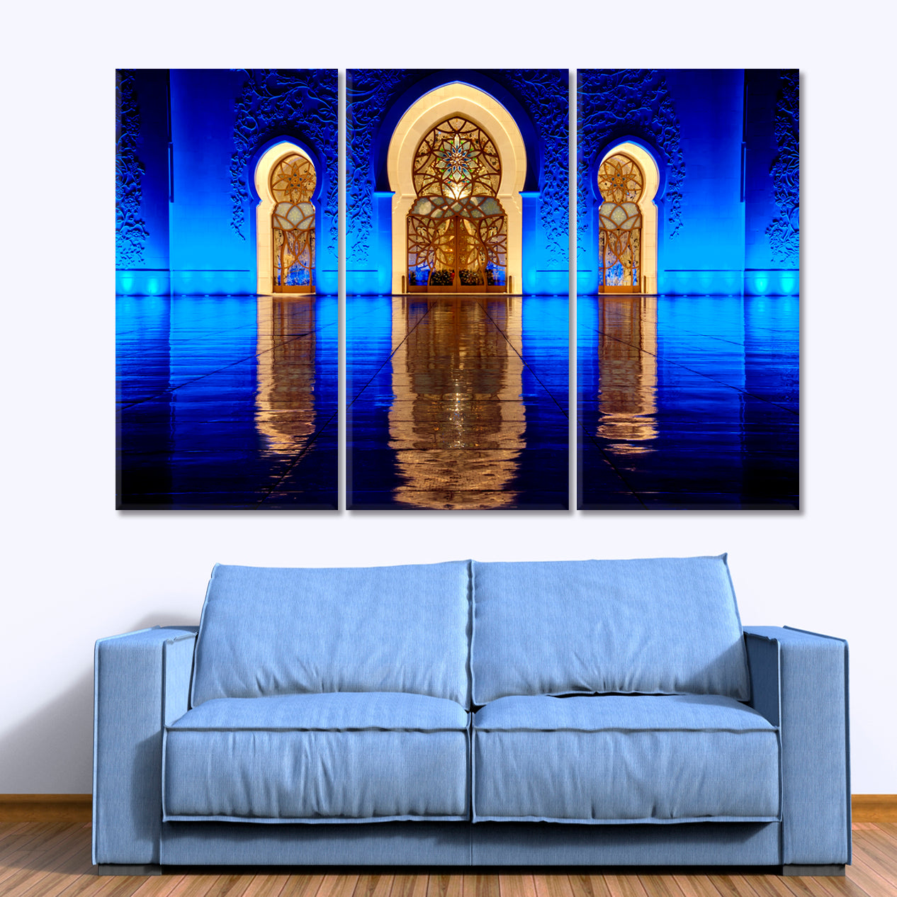 ARCHITECTURE Main Gate Grand Mosque Abu Dhabi Cities Wall Art Artesty 3 panels 36" x 24" 