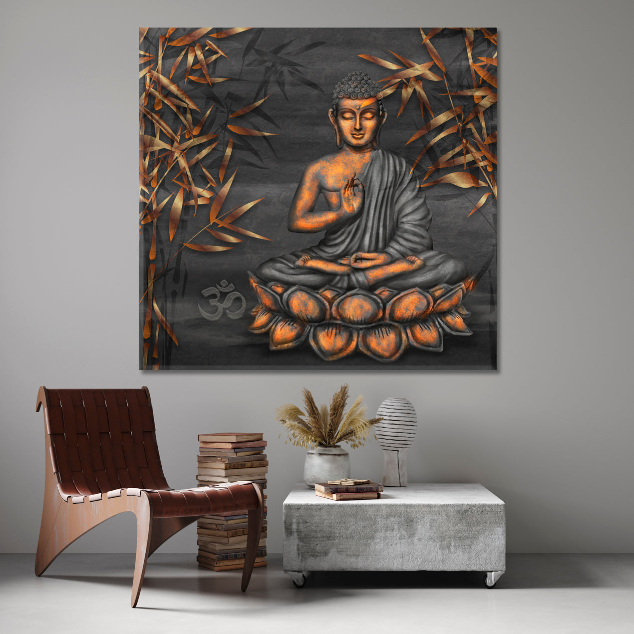 Buddha Lotus Pose Religious Modern Art Artesty 1 Panel 12"x12" 