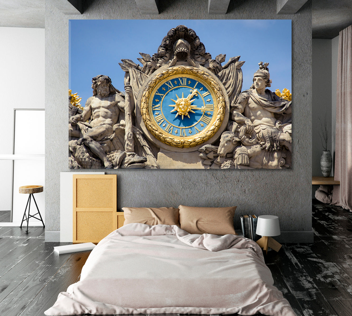 VERSAILLE PALACE Versailles Golden Clock Wall Art Canvas Print Famous Landmarks Artwork Print Artesty   