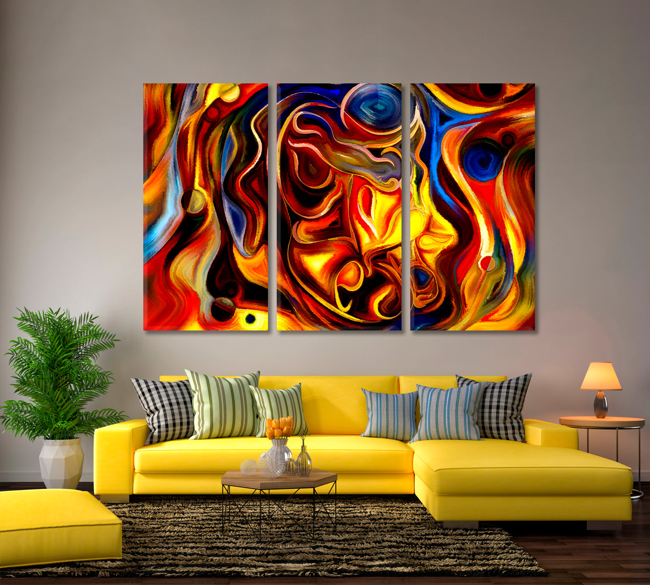 Beyond Forms Abstract Art Print Artesty 3 panels 36" x 24" 