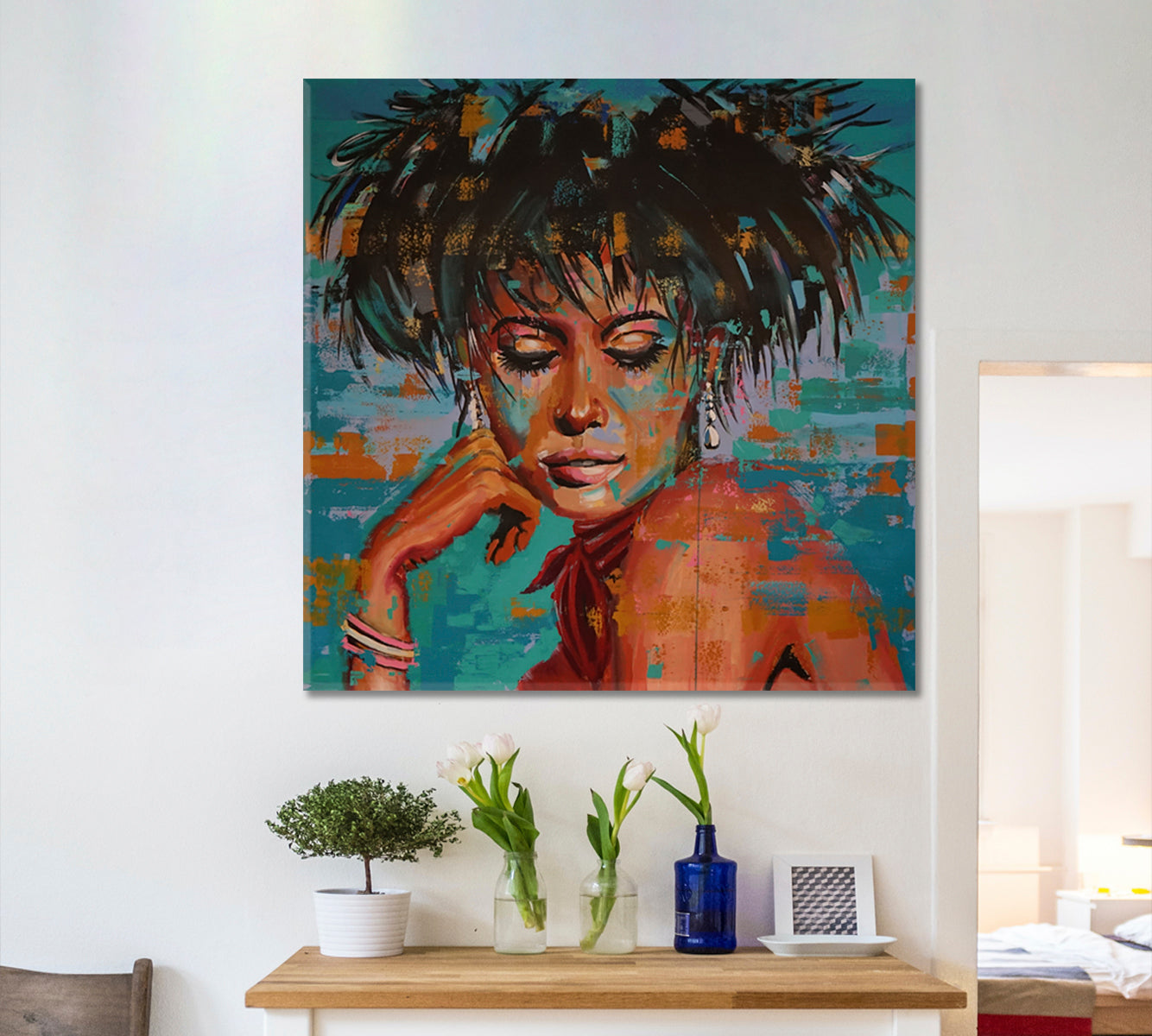 MISS ENIGMA | Abstract Art Grunge Street Art Style Canvas Print - Square People Portrait Wall Hangings Artesty   