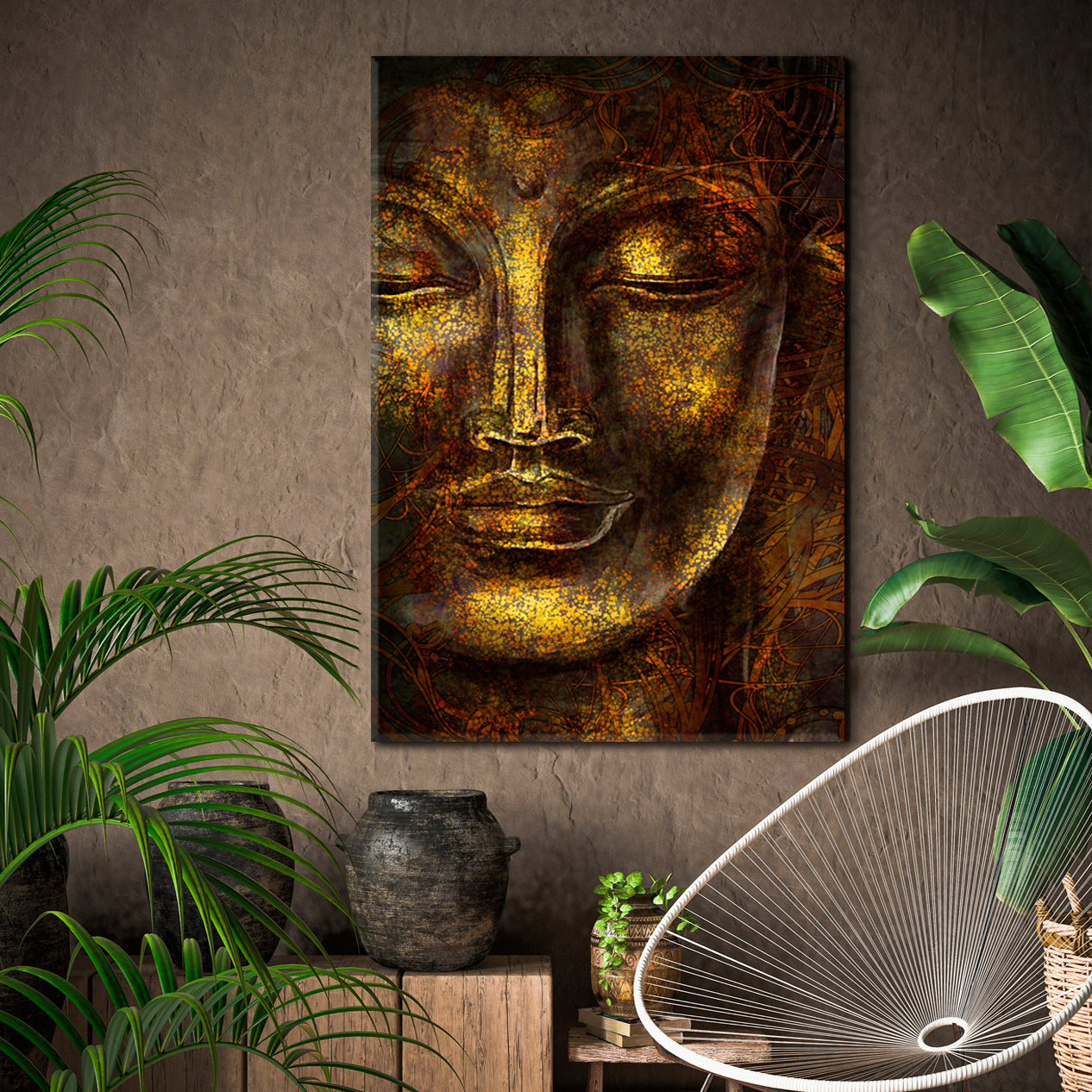 Modern Abstract Buddha Luck Wealth Success Trendy Spiritual Symbol Religious Modern Art Artesty   