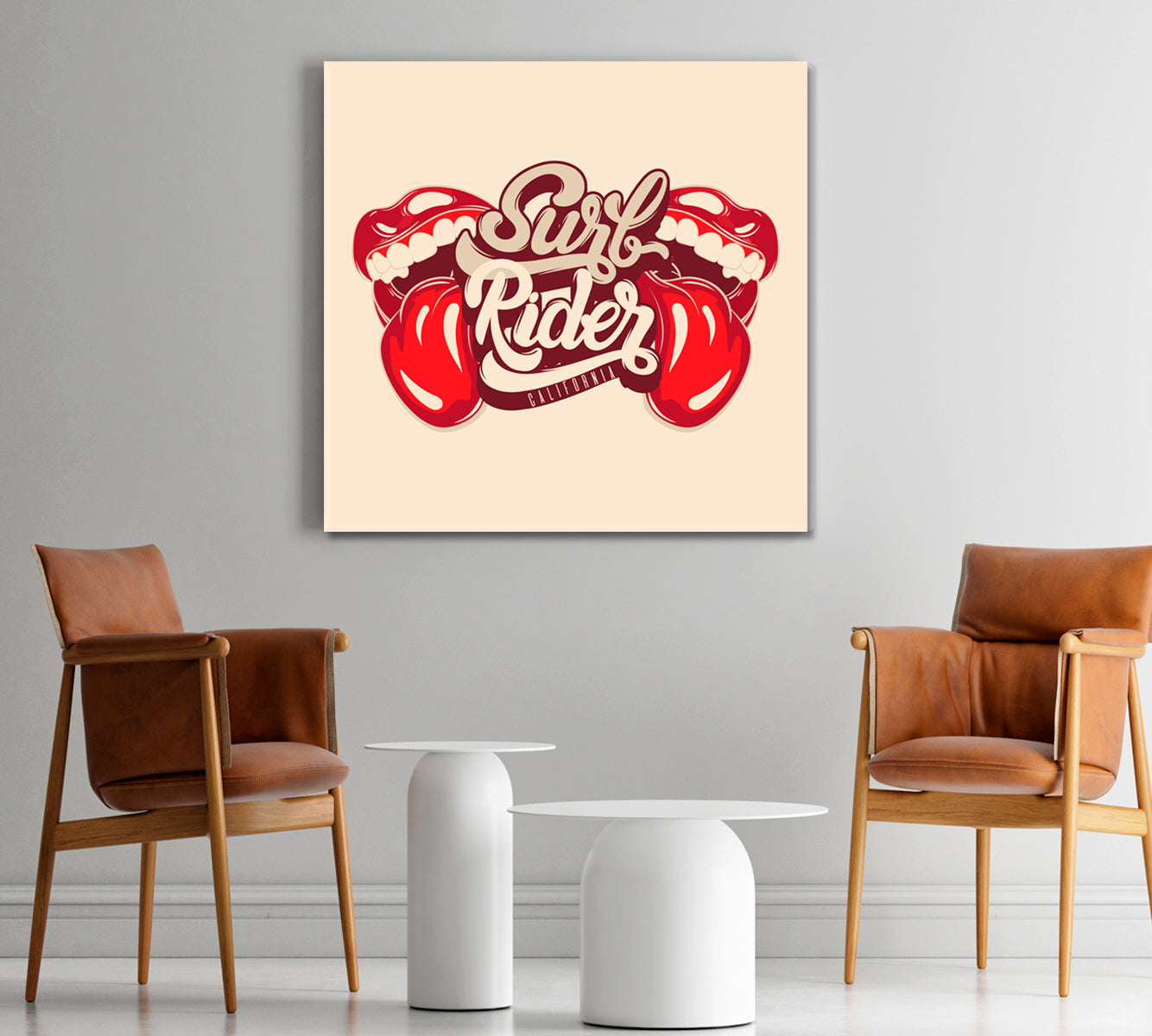 Surf Rider California Rock & Roll Mouth With Tongue Poster Pop Art Canvas Print Artesty 1 Panel 12"x12" 