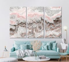 Marble Pattern Gray Off White Pink Beige Pastel Colors Fluid Art, Oriental Marbling Canvas Print Artesty   