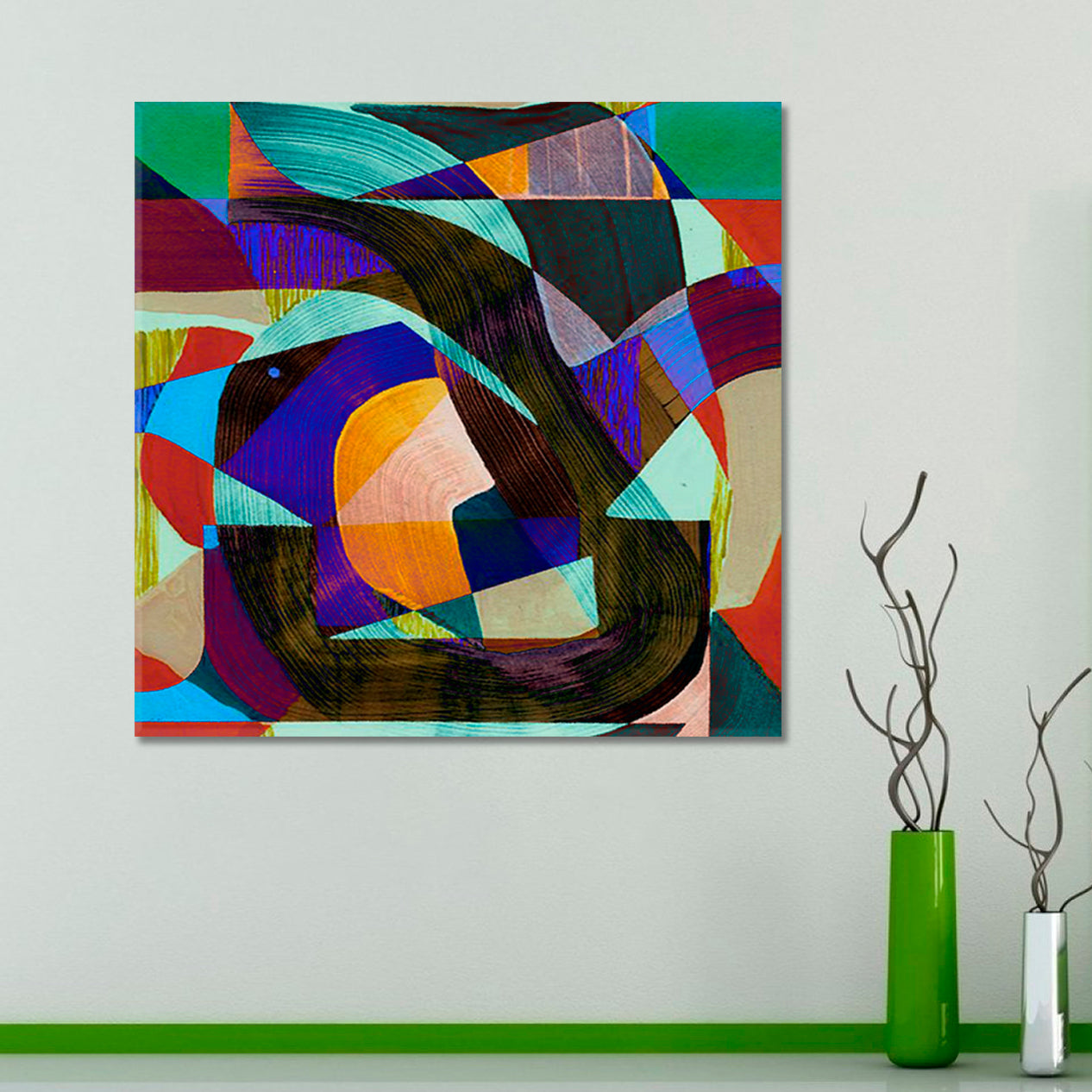 GEOMETRIC Pattern Modern Abstract Trendy Art - Square Panel Abstract Art Print Artesty   