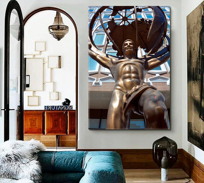 Atlas Titan Held Up Celestial Sphere Urban Architecture Montreal - V Cities Wall Art Artesty   