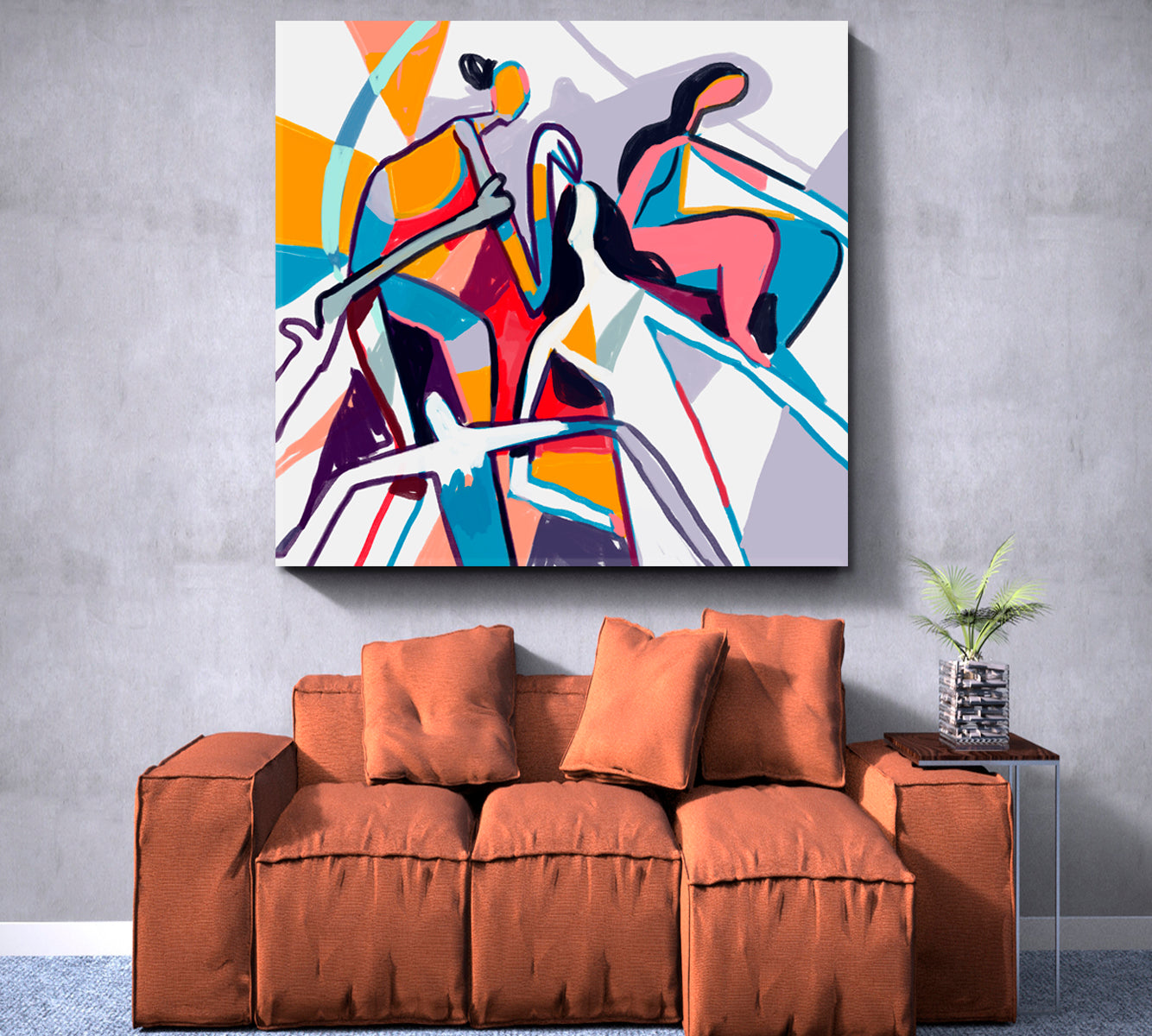 Inspired By Piet Mondrian and Keith Haring Contemporary Art Abstract Art Print Artesty   