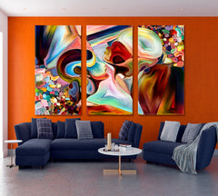ABSTRACT Shapes Mosaic Pattern Beautiful Colorful Art Abstract Art Print Artesty 3 panels 36" x 24" 