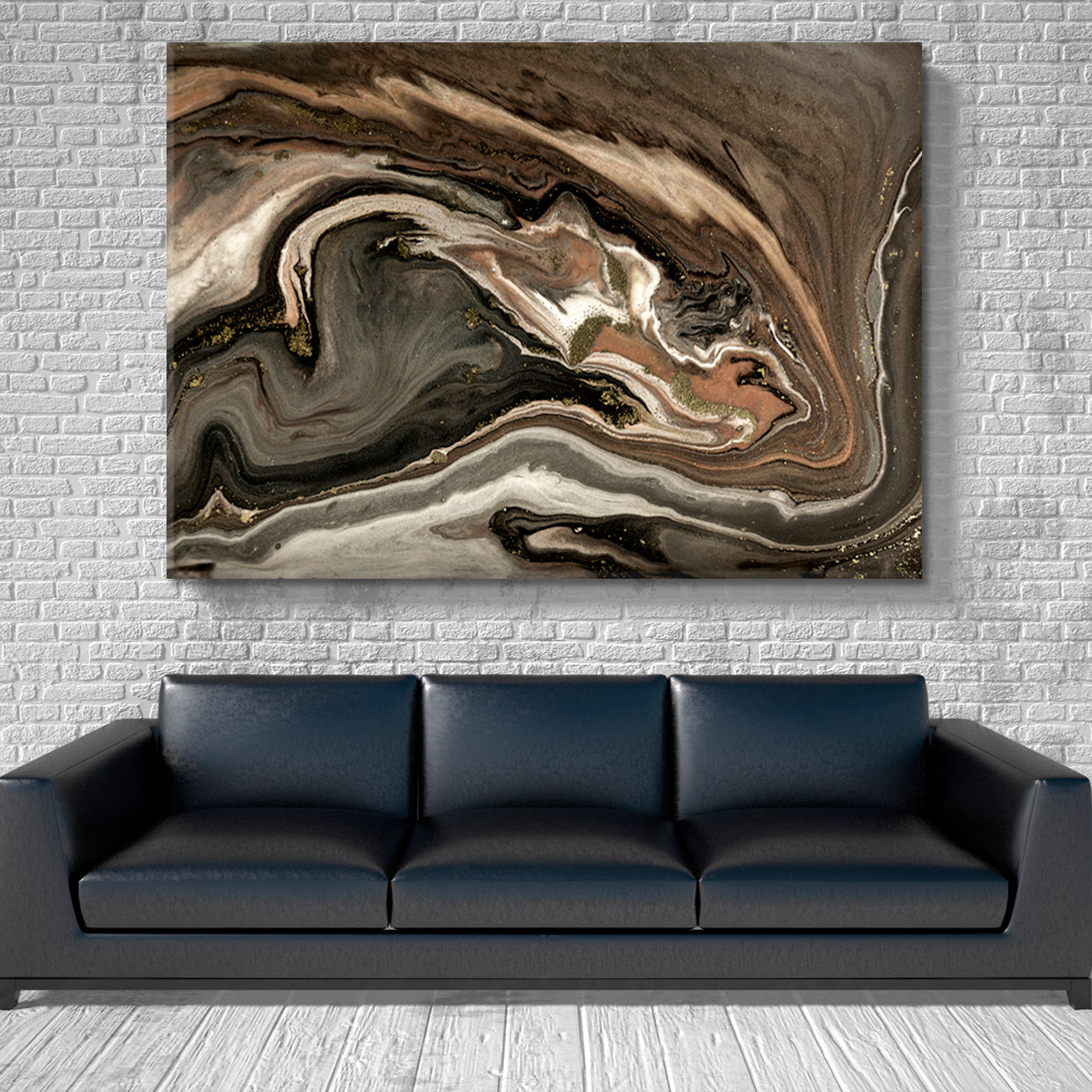 GOLD AGATE RIPPLE Marble Abstract Acrylic Swirls Fluid Art, Oriental Marbling Canvas Print Artesty   