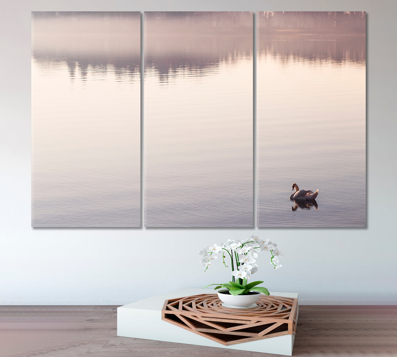 SERENITY Peaceful Landscape Water Reflection Bodensee Lake Germany Little Bird Duck Flapping Wings in the Water Scenery Landscape Fine Art Print Artesty   