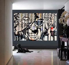 Abstract Expressionism Surrealism Graffiti on the Wall Street Art Abstract Art Print Artesty 3 panels 36" x 24" 