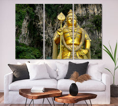 Kuala Lumpur Malaysia World's Tallest Statue of Murugan Famous Landmarks Artwork Print Artesty 3 panels 36" x 24" 