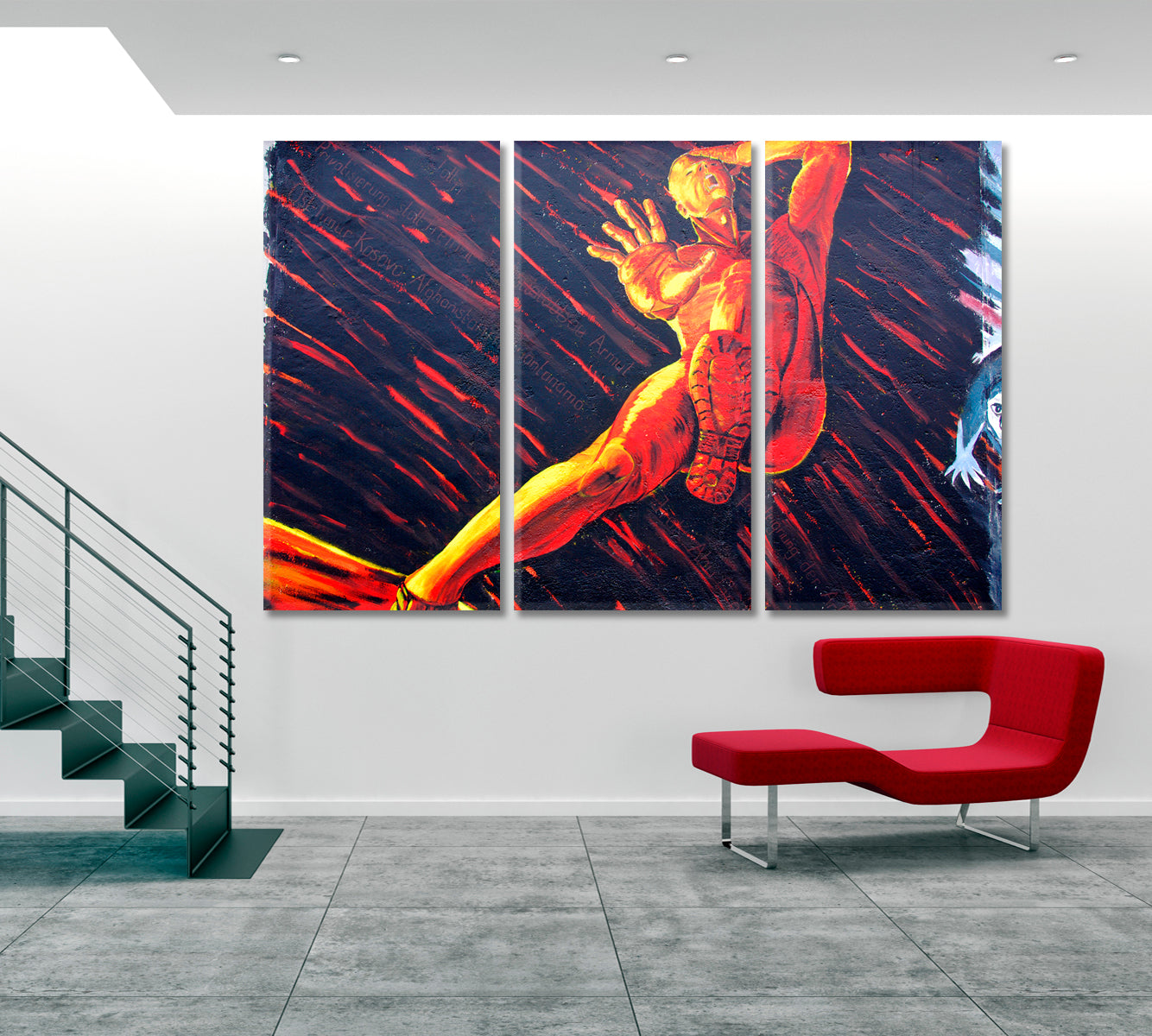 BERLIN WALL Spray Graffiti Street Art Abstract Canvas Print Street Art Canvas Print Artesty 3 panels 36" x 24" 