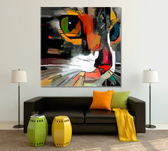 CUTE CAT Colorful Abstract Expressionism Art Animals Canvas Print Artesty   