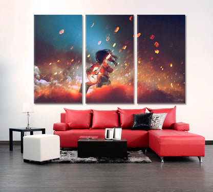 SURREAL Mysterious Man Playing the Glowing Guitar in the Smoke Surreal Fantasy Large Art Print Décor Artesty   