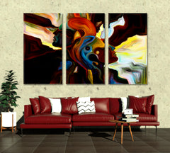 Psychedelic Love of Nature Abstract Patterns Abstract Art Print Artesty 3 panels 36" x 24" 