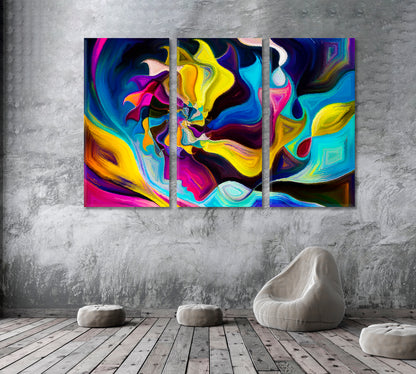 Live Forms, Human Profile and Lines Abstract Design Abstract Art Print Artesty 3 panels 36" x 24" 