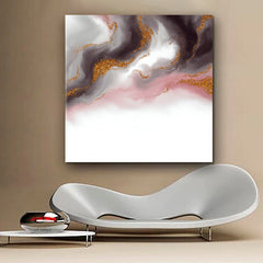 WAVE Marble Beautiful Trendy Art  - Square Panel Fluid Art, Oriental Marbling Canvas Print Artesty   