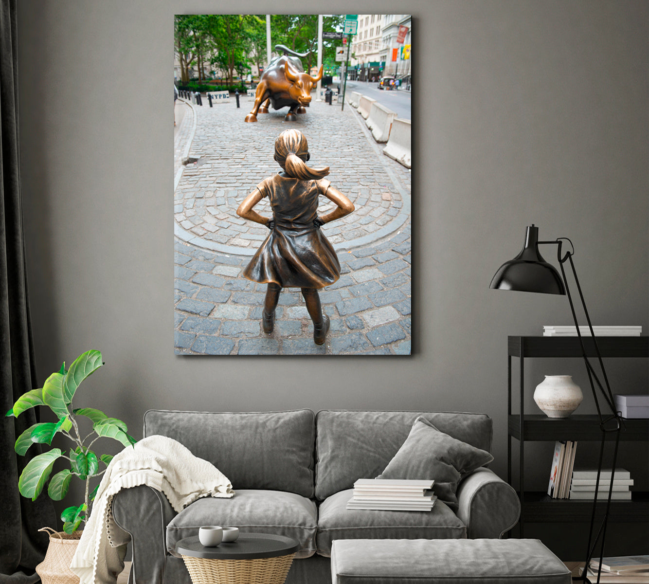 Fearless Girl Facing Charging Bull Urban Attraction USA - V Cities Wall Art Artesty   