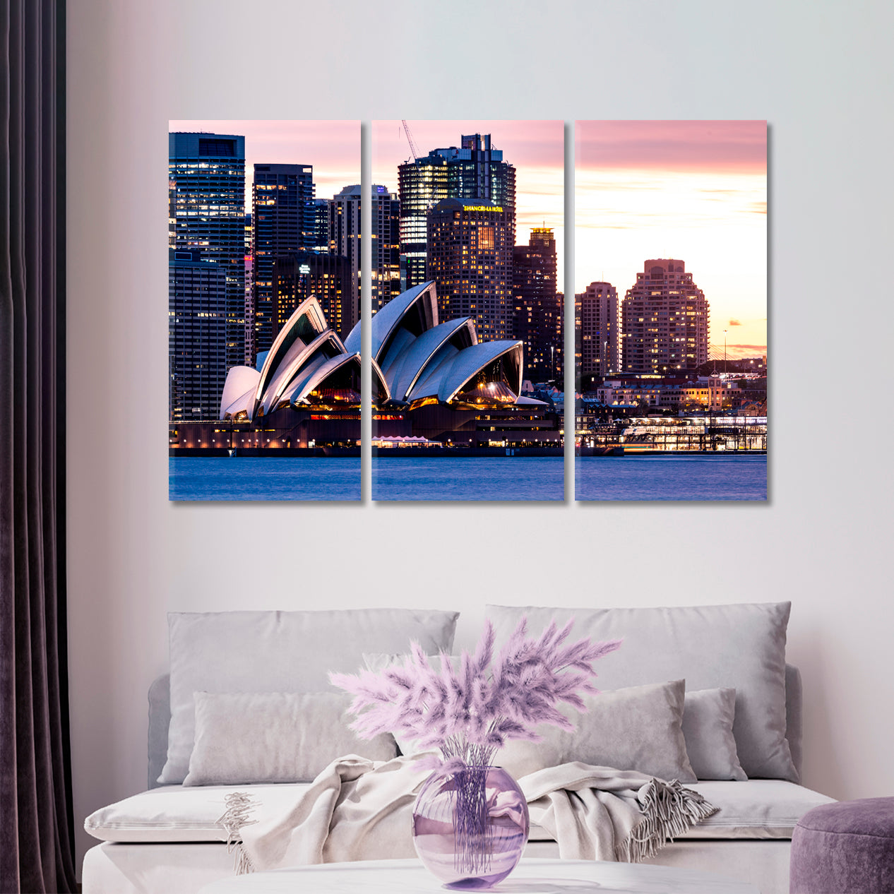 Australia Landmarks Sydney Opera House Skyline Cities Wall Art Artesty 3 panels 36" x 24" 