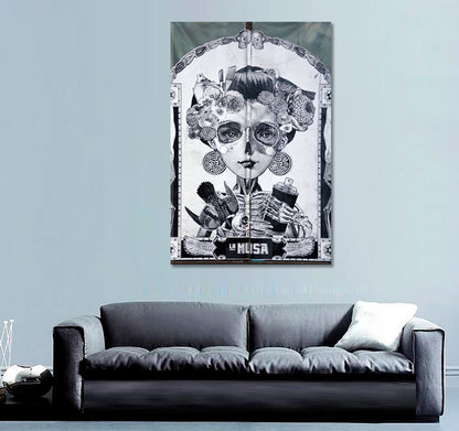 LA MUSA Montreal Urban Street Art Canvas Print - Vertical Street Art Canvas Print Artesty   