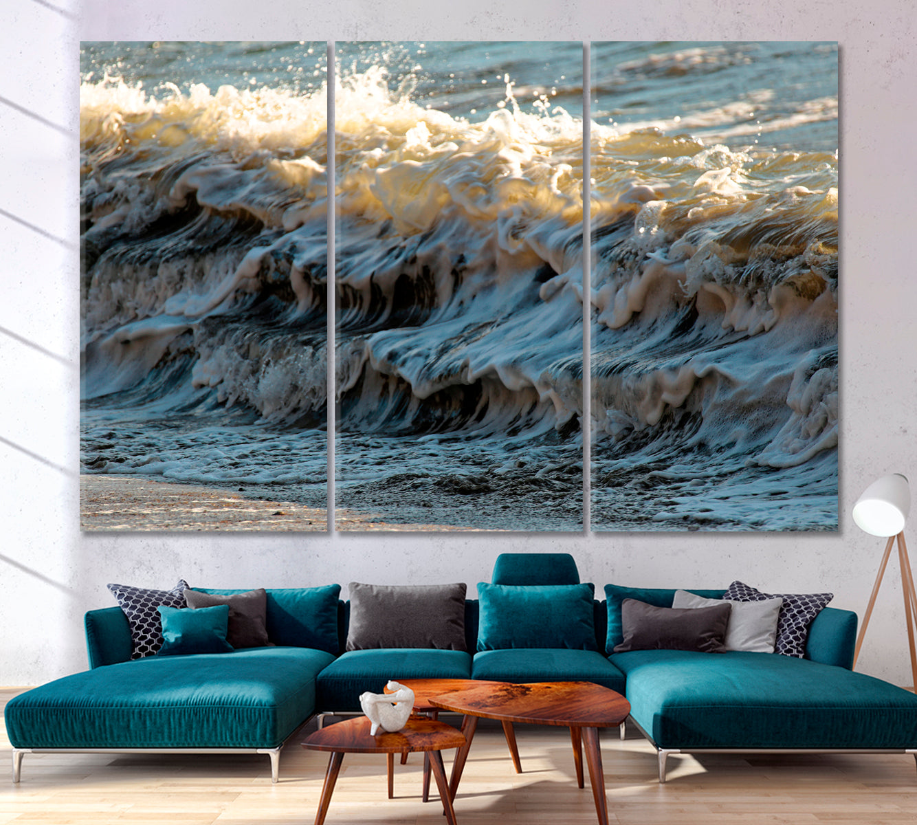Pacific Waves in Costa Rica Beautiful Seascape Canvas Print Nautical, Sea Life Pattern Art Artesty 3 panels 36" x 24" 