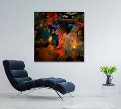 Burning Eye of God Clock Hands Complex Surreal Modern Painting Surreal Fantasy Large Art Print Décor Artesty   