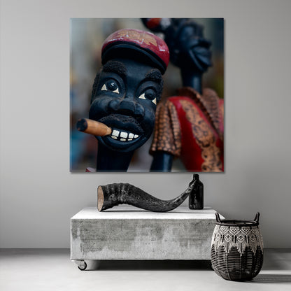 TRADITIONAL CUBA Cuban Culture Havana Cigar Smoking | Canvas Print - Square Panel Fine Art Artesty   