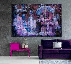 Dreamy Lilac Fairy Magic Pouring Starry Water Contemplative Poster Surreal Fantasy Large Art Print Décor Artesty 3 panels 36" x 24" 