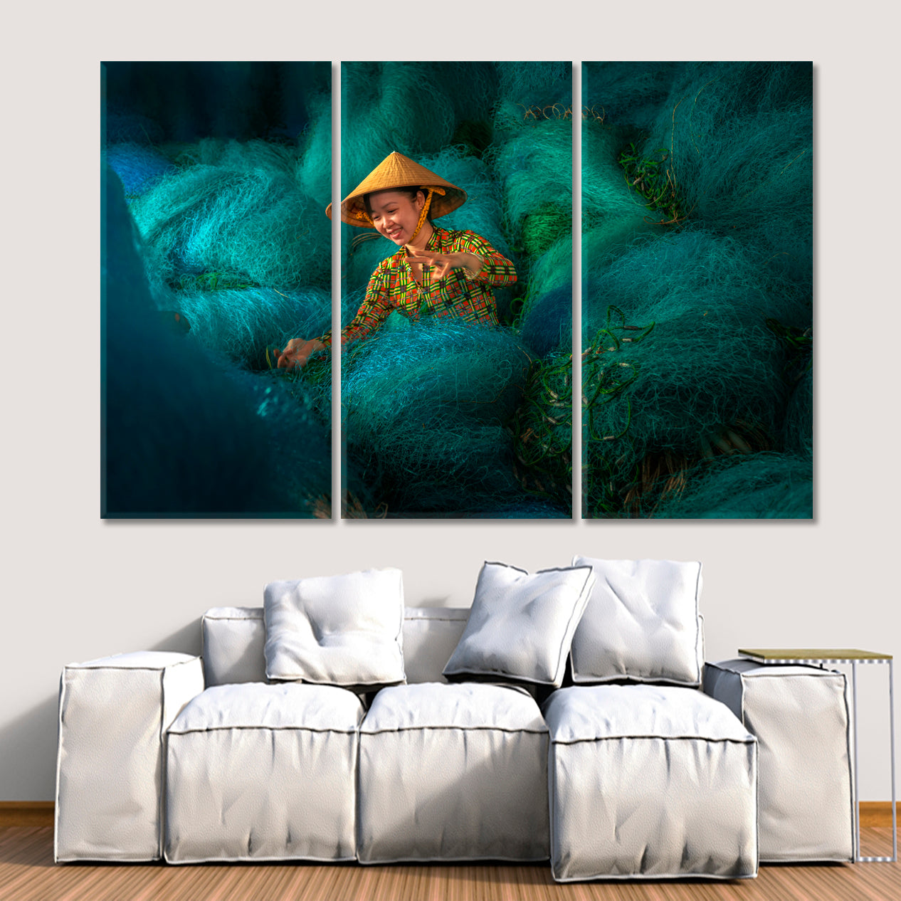 ASIA Fishing Net Repairing Workshop Asian Style Canvas Print Wall Art Artesty   