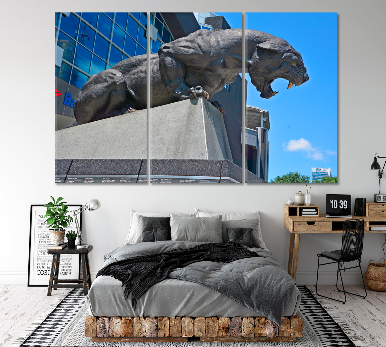 CAROLINA PANTHER Famous Landmarks Artwork Print Artesty 3 panels 36" x 24" 