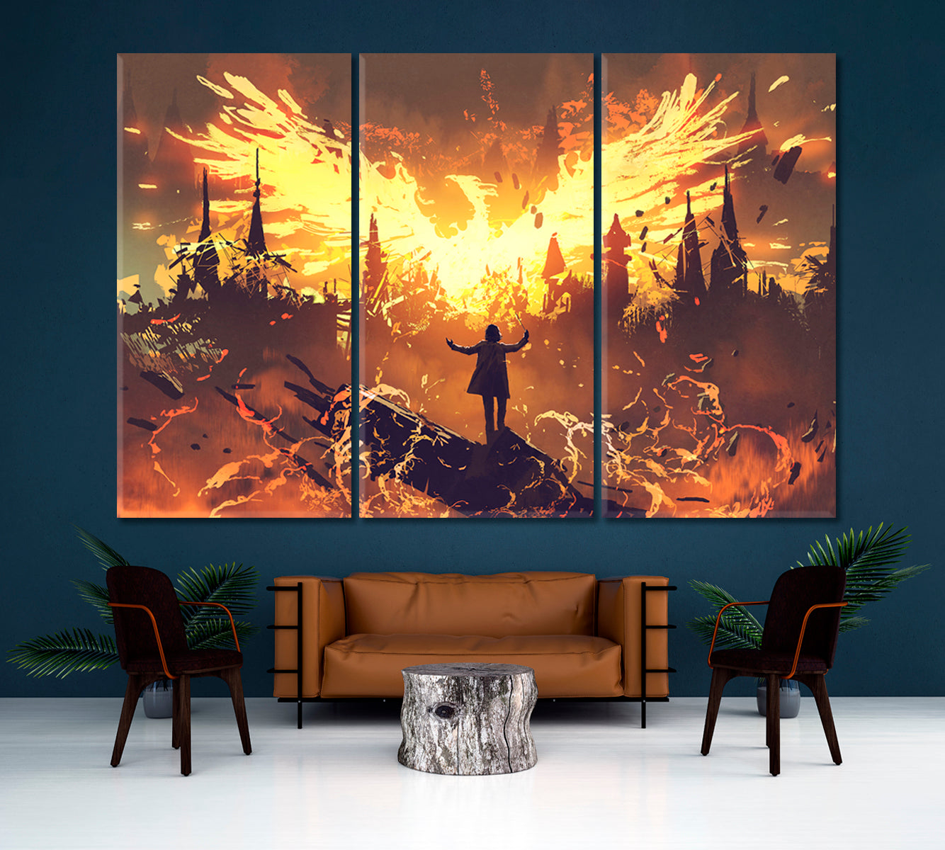 SURREAL FANTASY Mysterious Wizard And Phoenix Canvas Print Surreal Fantasy Large Art Print Décor Artesty   