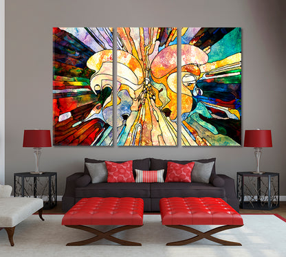 STATE OF FLUX Abstract Shapes Consciousness Abstract Art Print Artesty 3 panels 36" x 24" 