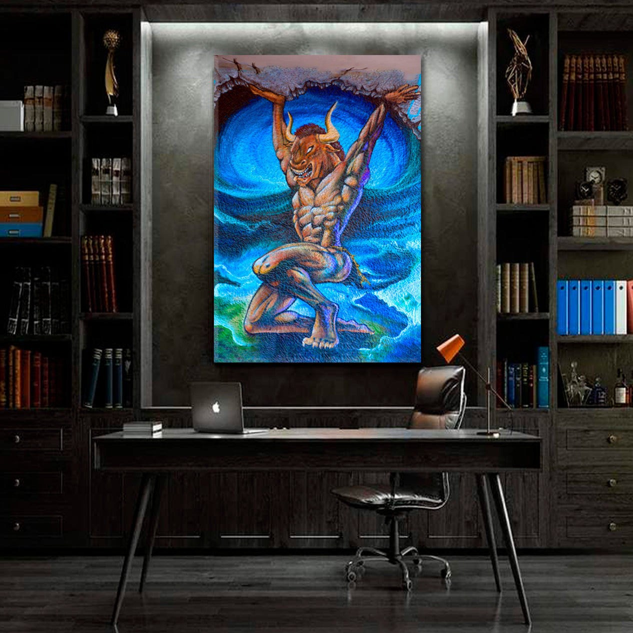 MONTREAL MINOTAUR Popular Graffiti Urban Street Art Montreal Canada Canvas Print - Vertical Street Art Canvas Print Artesty   